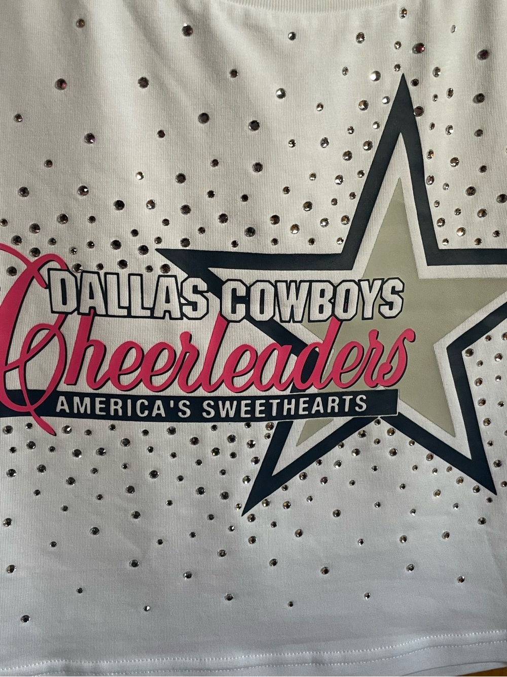 Dallas Cowboys Cheerleaders White Rhinestone Crop Top